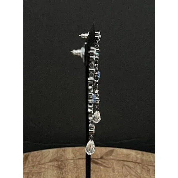 Vtg Joan Rivers Classics Collection Rhinestone Dangle Drop Pierced Earrings - Picture 6 of 9